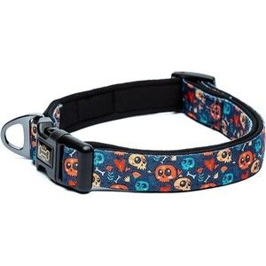 Blue Dog Collar Jack Muzo with Skeleton Bones Design, New Medium Dogs 12"- 18"